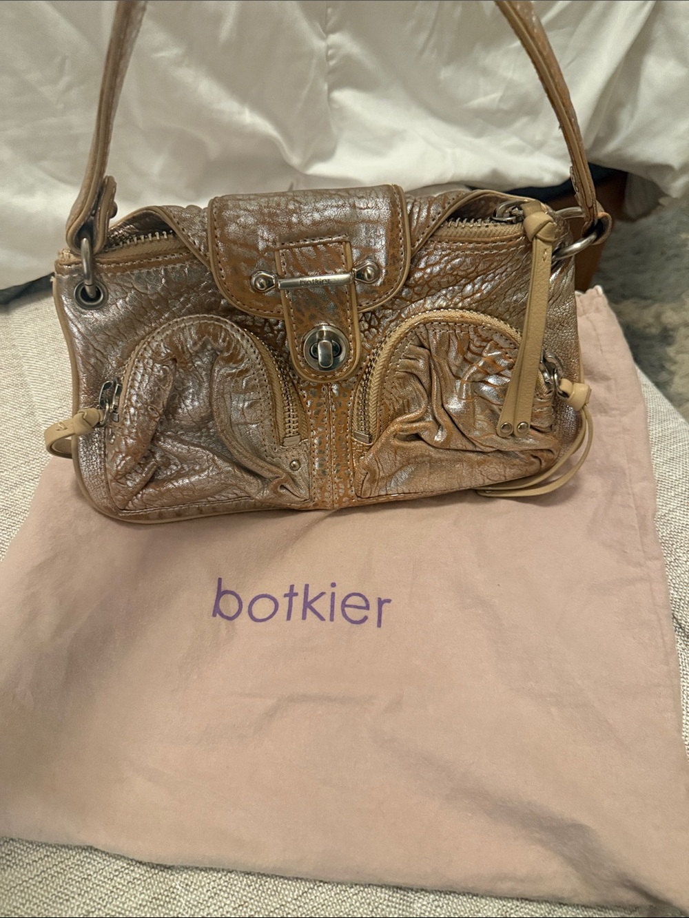 Botkier Tan Brown Textured Leather Shoulder Bag